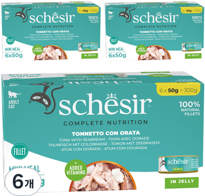 스케지어 어덜트 고양이 주식캔 50g 6p, 참치+도미, 300g, 6개