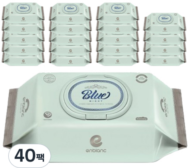 앙블랑 세이프 블루나잇 유아물티슈 TC10 캡형 75평량, 75g, 70매, 40세트