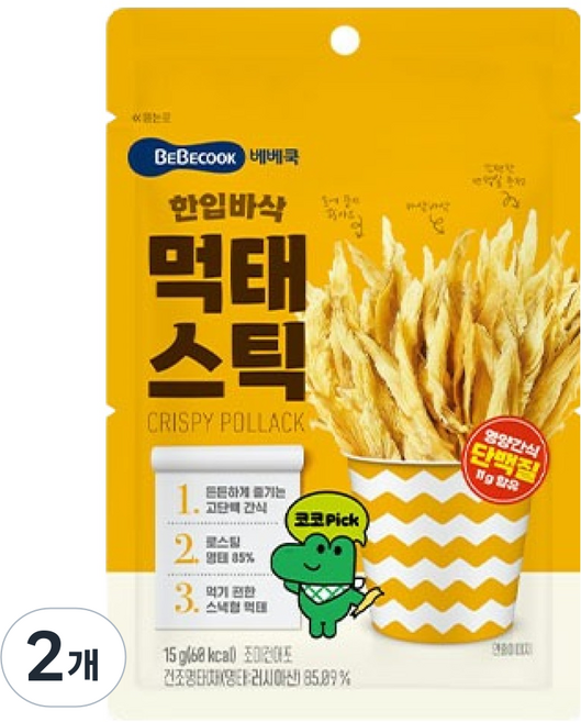 베베쿡 한입 바삭 먹태스틱, 먹태맛, 15g, 2개