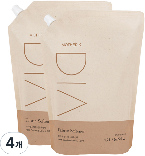 마더케이 디아 유아 대용량 섬유유연제 리필, 1.7L, 4개