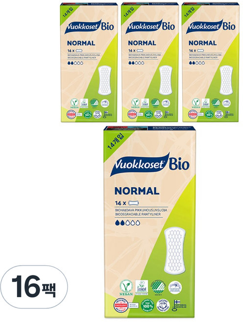 뷰코셋 바이오 팬티라이너, 일반, 14개입, 16개