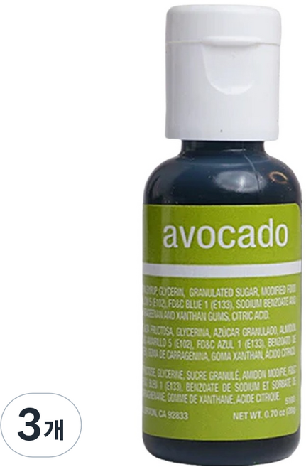셰프마스터 리쿠아젤 수용성 식용색소 아보카도, 20g, 3개
