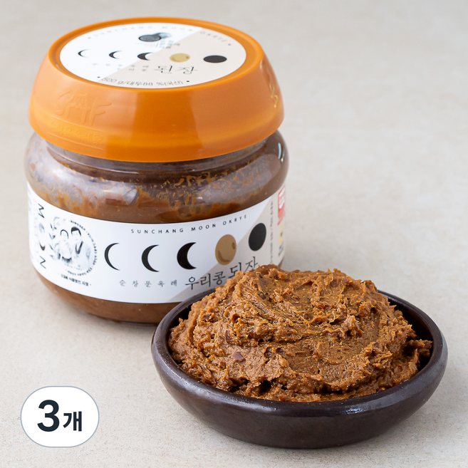 순창문옥례식품 전통식품 인증 우리콩 된장, 500g, 3개