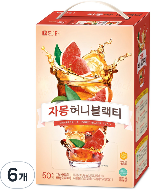담터 자몽 허니 블랙티 분말, 13g, 50개입, 6개