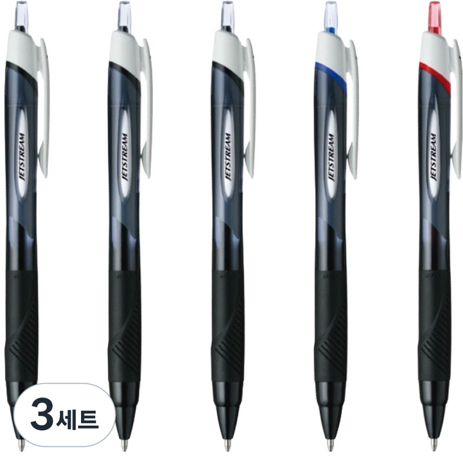 Uni 三菱 JETSTREAM 按壓式原子筆 SXN-150 1mm 黑色 3入 + 藍色 + 紅色 組合, 黑色, 藍色, 紅色, 3套