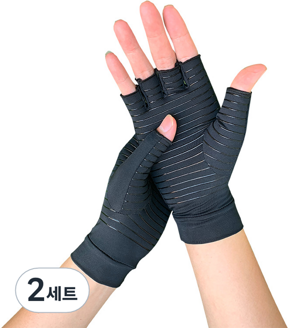 리치덕 손가락보호대 반장갑 블랙, 2세트