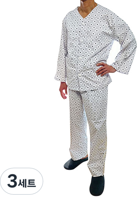 메디코 환자복 병원입원복 면혼방 별꽃 깔끔진곤색 세트 M, 3세트