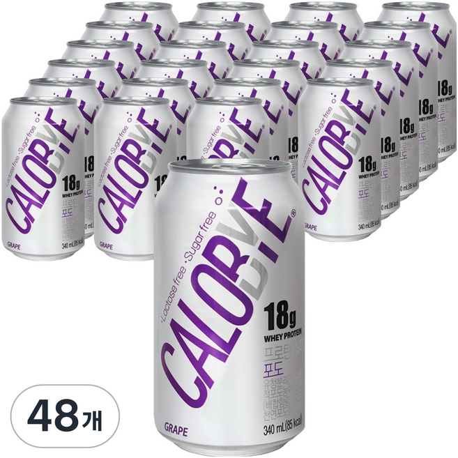 칼로바이 무설탕 프로틴 스파클링 포도맛, 340ml, 48개