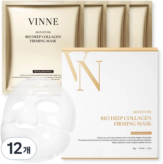빈느 바이오 딥 콜라겐 퍼밍 마스크팩, 40g, 12개 - 쿠팡