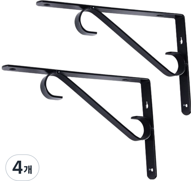 지오비즈 벽 ㄱ자 고정 선반대 200mm, 블랙, 4개