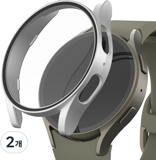 신지모루 풀커버 일체형 SF코팅 강화유리 액정보호 케이스, 실버, 2개