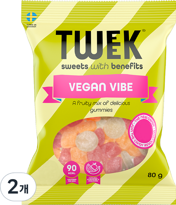 트윅 비건 바이브 스웨디시 젤리, 80g, 2개