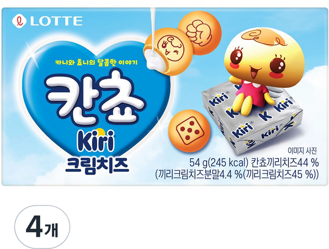 롯데웰푸드 칸쵸 끼리 크림치즈, 54g, 4개