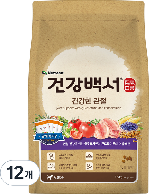 뉴트리나건강백서 강아지 기능성 사료, 뼈/관절강화, 1.2kg, 12개