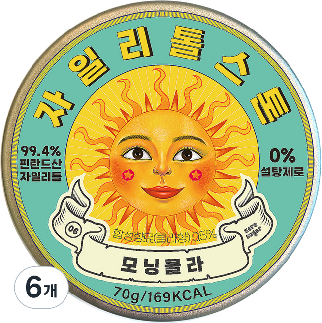 자일리톨스톤 모닝콜라 캔디, 70g, 6개