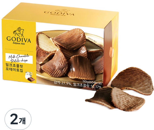 고디바 밀크 초콜릿 포테이토 칩, 2개, 110g