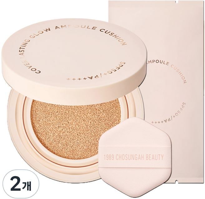 1989 CHOSUNGAH BEAUTY 持妝光澤安瓶氣墊粉餅 12g+替換芯 12g, 2組, 02 Sand Beige