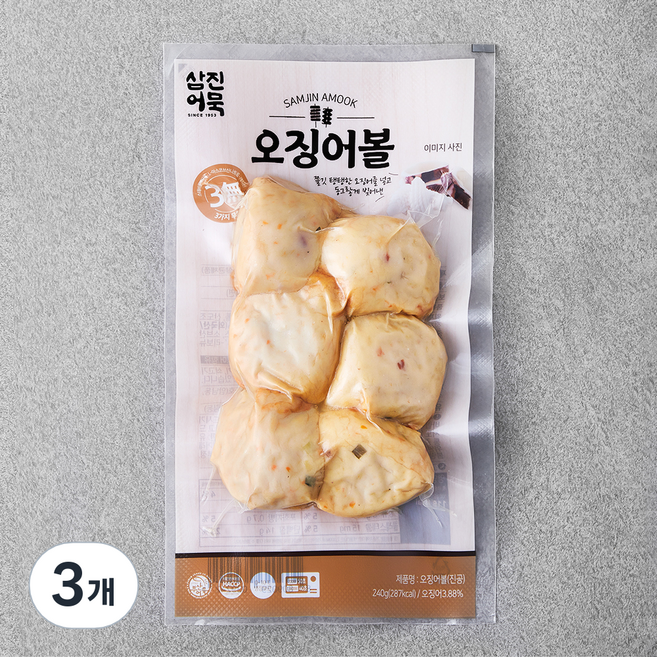 삼진어묵 오징어볼 어묵 6개입, 240g, 3개