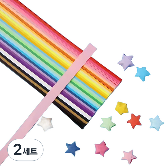 솜데이 양면 별 종이접기 혼합색상 540p 세트 1 x 23.5 cm, 2세트, 10색