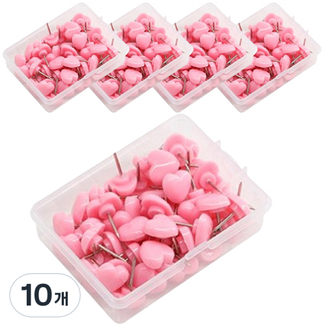 마켓감성 하트모양 압정 핑크색, 50개입, 10개