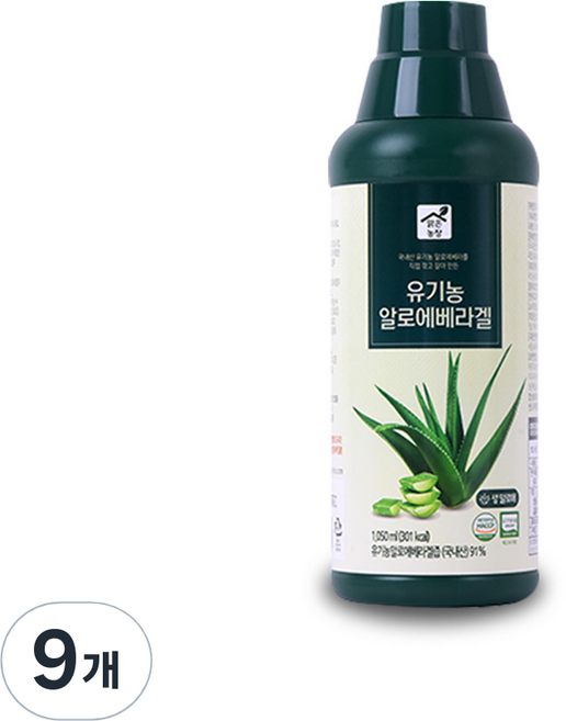 맑은농장 유기농 알로에베라 겔, 1.05L, 9개