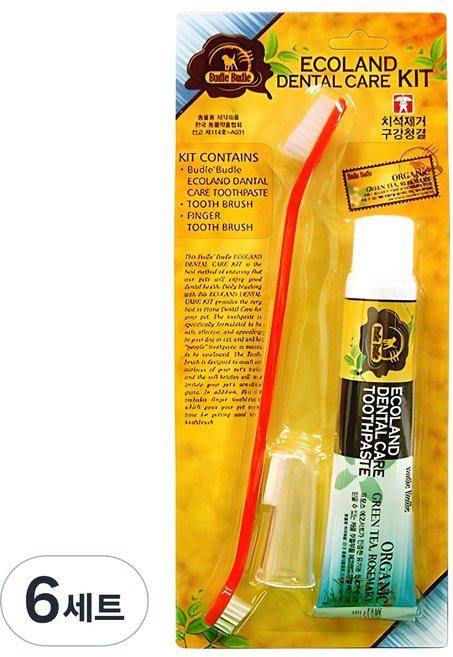 부들부들 에코랜드 반려동물 치약칫솔세트, 6세트