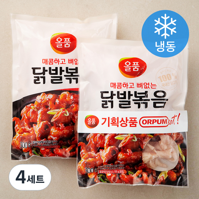 올품 매콤하고 뼈없는 닭발볶음 300g + 소스 150g (냉동), 4세트
