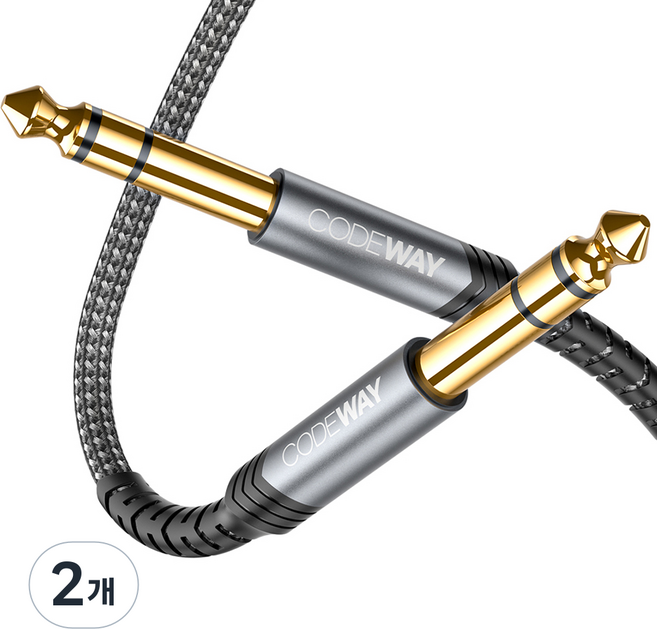 코드웨이 5.5 to 5.5 TRS 케이블, WA55-10M, 그레이, 2개