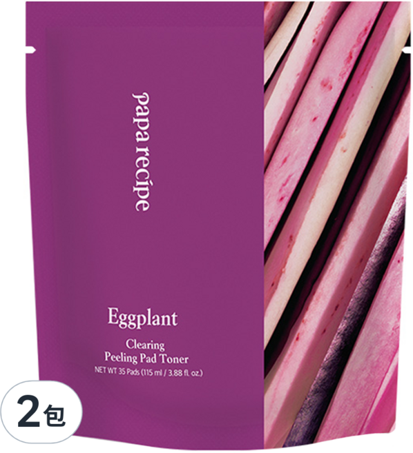 papa recipe 茄子保濕去角質棉片補充包 115ml 35片, 2包