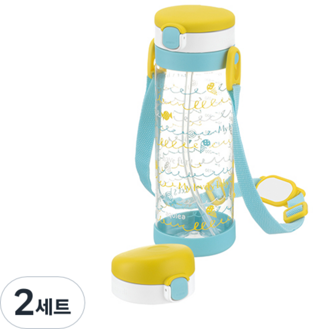 릿첼 AQ 머그 빨대컵 스텝업 세트, 450ml, 2세트, 옐로우