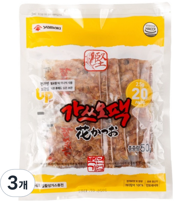 야마끼 소포장 가쓰오팩 20p, 3개, 50g