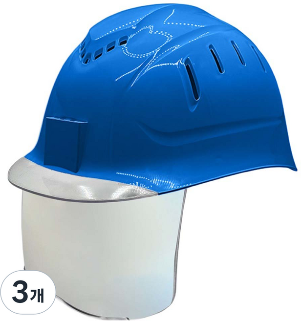 동명 투명창 실버미러보안경 경량통풍모, 블루, 3개