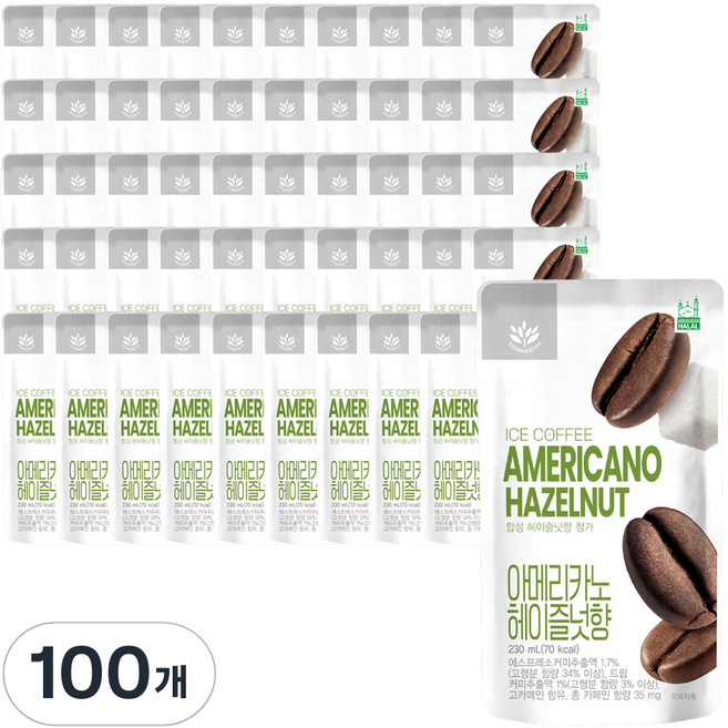 발란스그로우 헤이즐넛향 커피음료, 230ml, 100개
