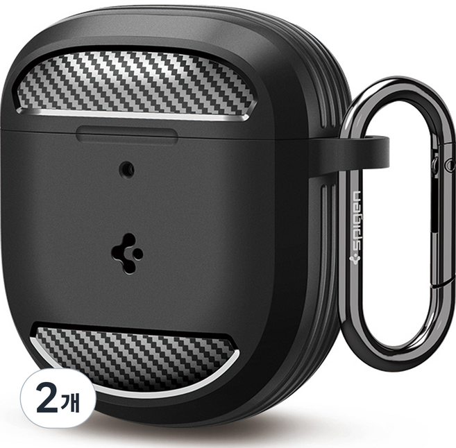 슈피겐 러기드아머 이어폰 케이스 + 키링, 보스 QC 이어버드2, 매트블랙, 2개