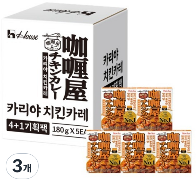 카리야 치킨카레 4 + 1, 3개, 900g