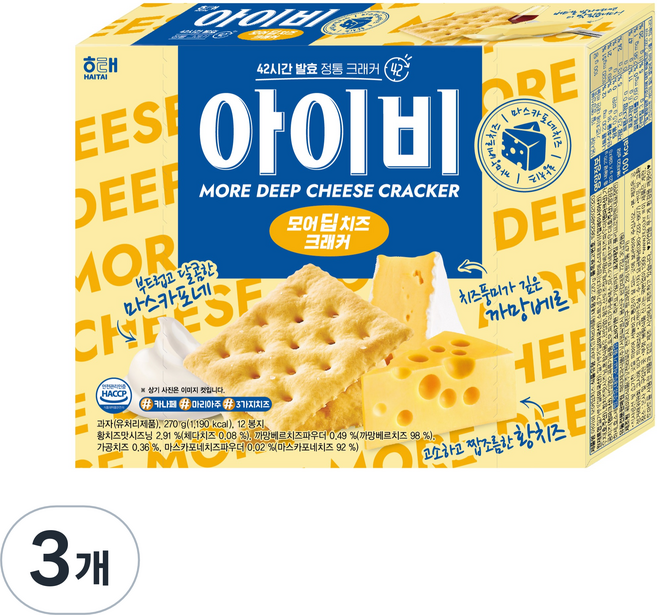 아이비 모어딥치즈 크래커, 270g, 3개