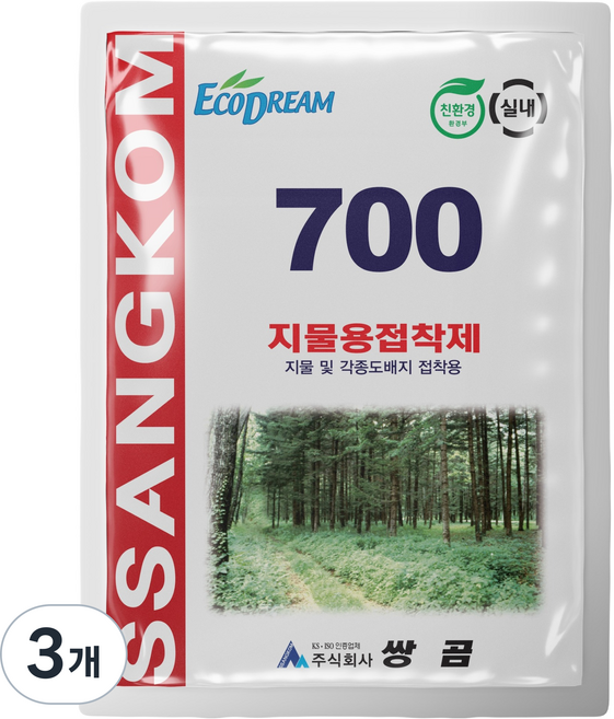 쌍곰 700 수성 지물용 도배 접착제 800g, 3개