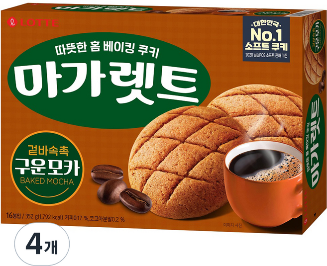 마가렛트 롯데제과 구운모카 대, 352g, 4개