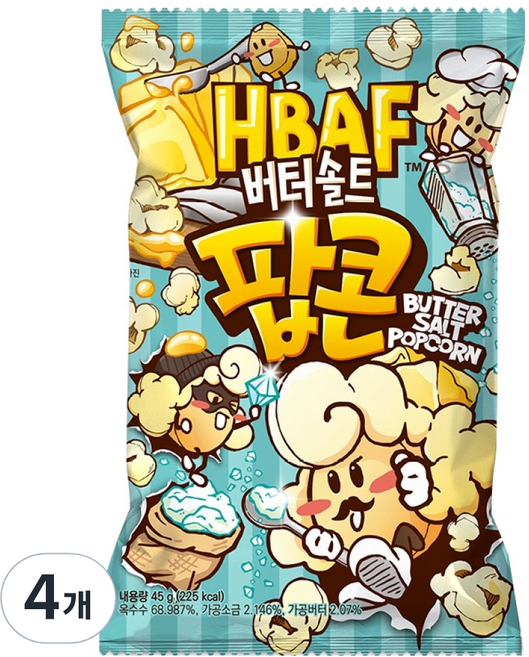 바프 버터솔트 팝콘, 45g, 4개