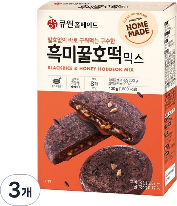 큐원 홈메이드 흑미꿀호떡 믹스, 400g, 3개