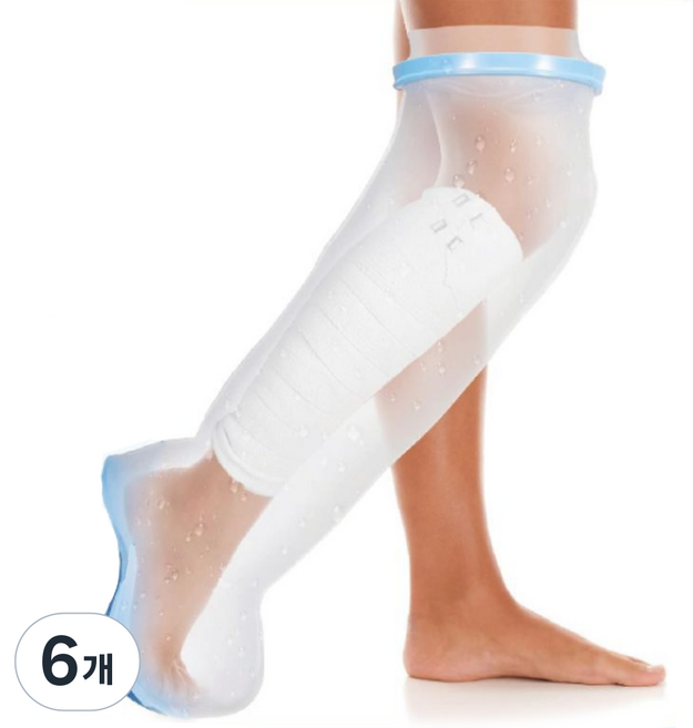 플렉스라인 미끄럼 방지패드가 달린 깁스 방수커버 다리 M, 블루, 6개