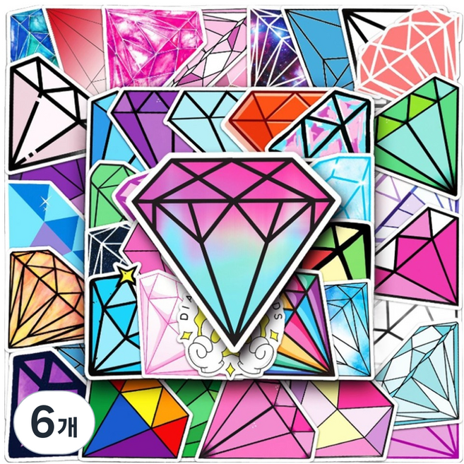 아이엔피 감성충만 방수PVC 다꾸 스티커 G519 50p, 다이아, 6개