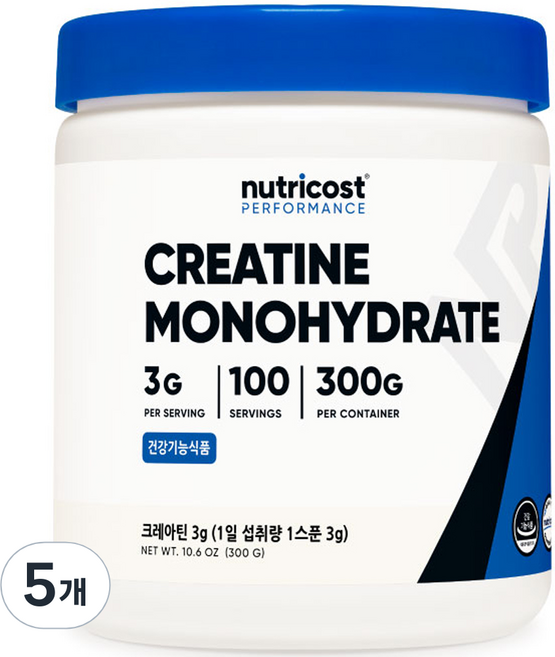 뉴트리코스트 정품 크레아틴 분말, 300g, 5개