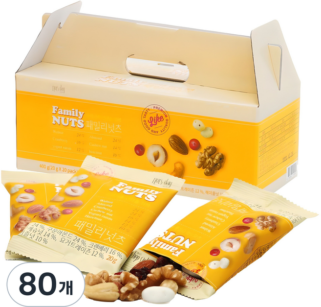 넛츠데이 패밀리넛츠 믹스넛, 20g, 80개