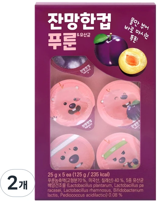 낫띵베럴 잔망한컵 고농축 푸룬 유산균 5p, 125g, 2개 - 쿠팡