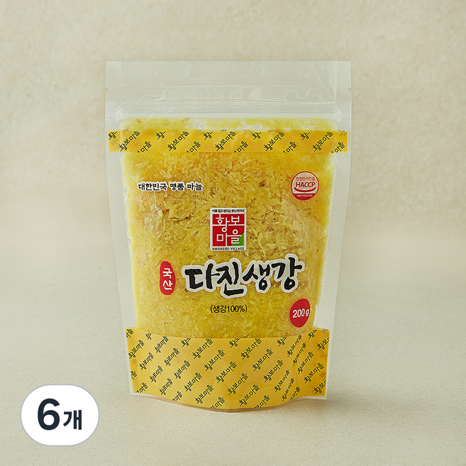 황보마을 국내산 다진생강, 200g, 6개