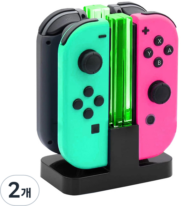 스페이스쉴드 닌텐도 스위치 스위치 OLED 조이콘 호환 네온 충전 거치대, 2개