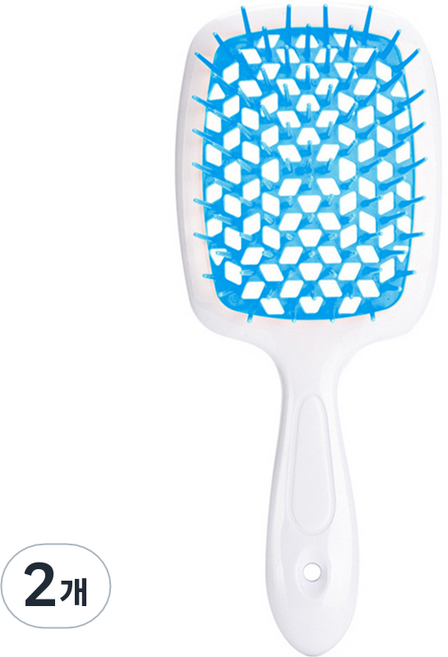 리빙홈디테일 볼륨 헤어브러쉬, 화이트핸들 + 블루, 2개
