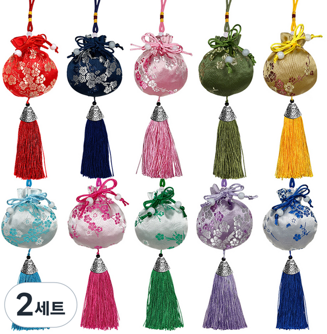 Lead home 傳統花紋迷你福袋 農曆新年壓歲錢紀念品束口袋 10件組, 紅色, 海軍藍, 粉紅色, 橄欖綠, 金色, 天空藍, 亮粉色, 綠色, 紫色, 藍色, 2套