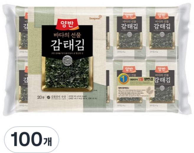 Dongwon 東遠 Yangban 兩班 餐桌甘苔海苔 8入, 4g, 100個